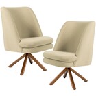 Kit 02 Poltronas Decorativa Base Giratória De Madeira Pérsia