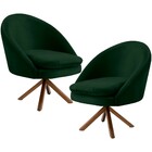 Kit 02 Poltronas Decorativa Base Giratória De Madeira Rafa D0