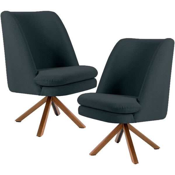 Kit 02 Poltronas Decorativa Base Giratória Madeira Pérsia D02