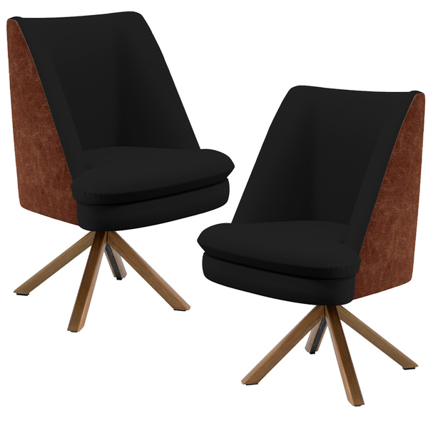 Kit 02 Poltronas Decorativa Base Giratória Pérsia D02 Veludo