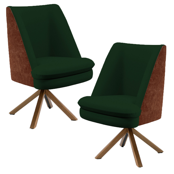 Kit 02 Poltronas Decorativa Base Giratória Pérsia D02 Veludo