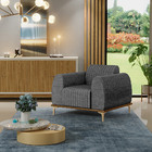 Kit 02 Poltronas Decorativa Base Madeira Pés D'ouro Molino D0