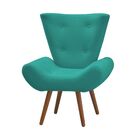 Kit 02 Poltronas Decorativa Bella Pés Madeira Suede Turquesa