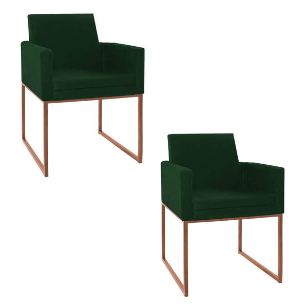 Kit 02 Poltronas Decorativa Bellinha Base De Ferro Bronze Sue