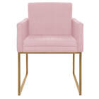 Kit 02 Poltronas Decorativa Bellinha Base De Ferro Dourado Su