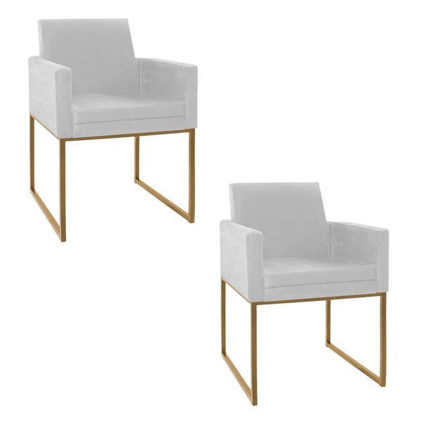 Kit 02 Poltronas Decorativa Bellinha Base De Ferro Dourado Su