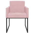 Kit 02 Poltronas Decorativa Bellinha Base De Ferro Preto Sued