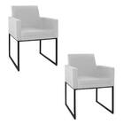 Kit 02 Poltronas Decorativa Bellinha Base De Ferro Preto Sued