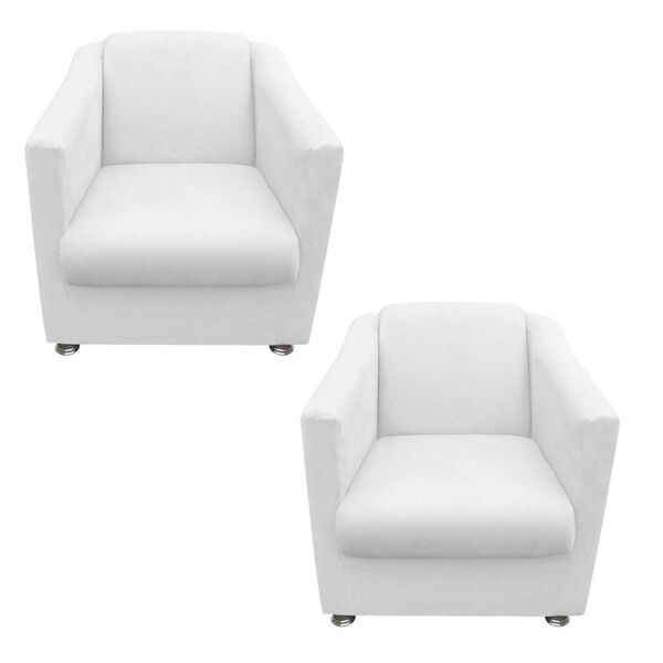 Kit 02 Poltronas Decorativa Bia Corano Branco