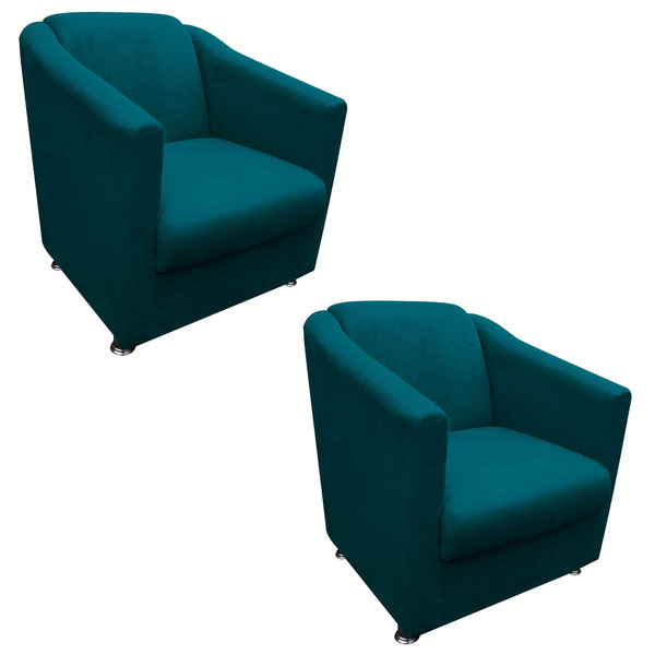 Kit 02 Poltronas Decorativa Bia Suede Verde
