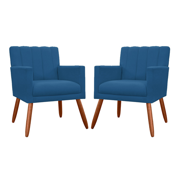 Kit 02 Poltronas Decorativa Cecília Suede Cores Variadas -  D