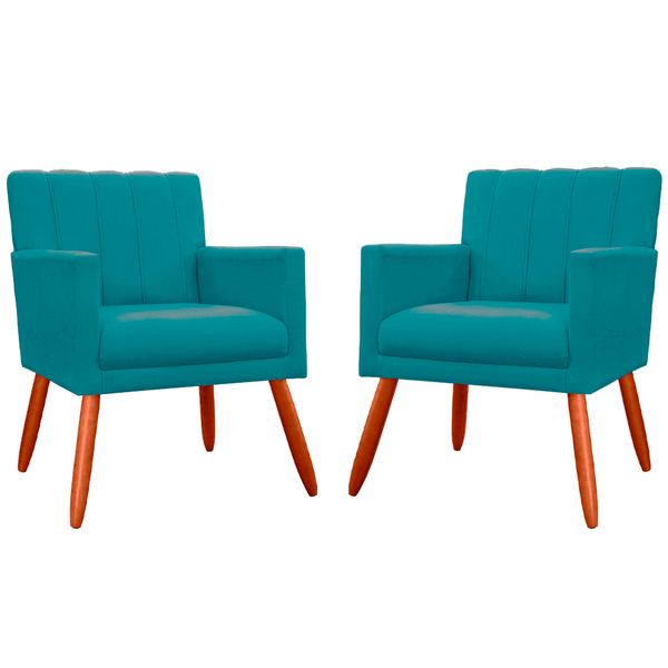 Kit 02 Poltronas Decorativa Cecília Suede Cores Variadas -  D