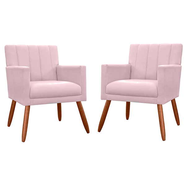 Kit 02 Poltronas Decorativa Cecília Suede Cores Variadas -  D