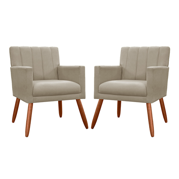 Kit 02 Poltronas Decorativa Cecília Suede Cores Variadas -  D