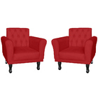 Kit 02 Poltronas Decorativa Classic Capitonê Suede Várias Cor