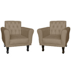 Kit 02 Poltronas Decorativa Classic Capitonê Suede Várias Cor