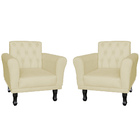Kit 02 Poltronas Decorativa Classic Capitonê Suede Várias Cor
