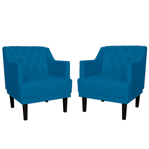 Kit 02 Poltronas Decorativa Clássica Suede Cores - Ds Estofad