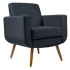 Kit 02 Poltronas Decorativa Cristal Pés Madeira Suede Azul Ma