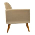 Kit 02 Poltronas Decorativa Cristal Pés Madeira Suede Bege