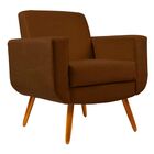 Kit 02 Poltronas Decorativa Cristal Pés Madeira Suede Marrom