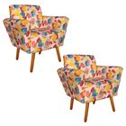 Kit 02 Poltronas Decorativa Dora Estampado Paletas Colorida D