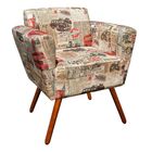 Kit 02 Poltronas Decorativa Dora Suede Estampado Londres D26