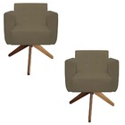 Kit 02 Poltronas Decorativa Duda Base Giratória Suede Marrom