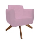 Kit 02 Poltronas Decorativa Duda Base Giratória Suede Rosa Be