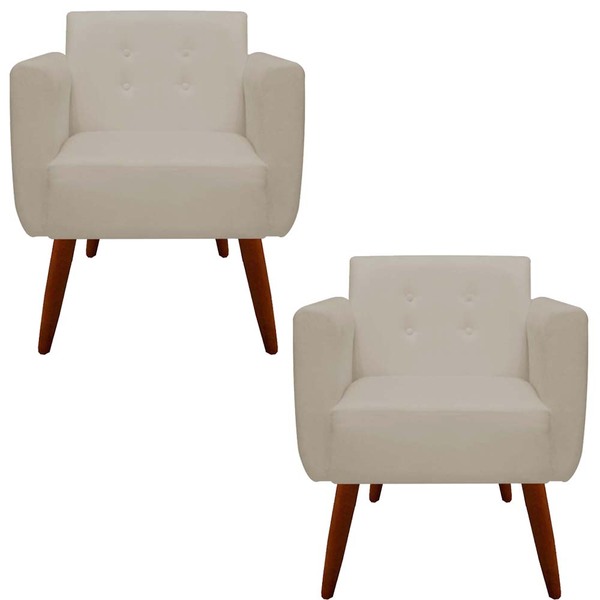 Kit 02 Poltronas Decorativa Duda Suede Bege - D'classe Decor
