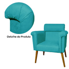 Kit 02 Poltronas Decorativa Elisa Pés Palito Suede Azul Turqu