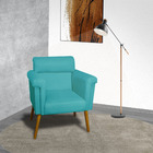 Kit 02 Poltronas Decorativa Elisa Pés Palito Suede Azul Turqu