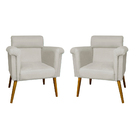 Kit 02 Poltronas Decorativa Elisa Pés Palito Suede Bege - Ds