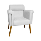 Kit 02 Poltronas Decorativa Elisa Pés Palito Suede Branco - D