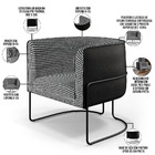 Kit 02 Poltronas Decorativa Fixa Base Aço Preto Betina D02 Pi