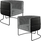 Kit 02 Poltronas Decorativa Fixa Base Aço Preto Betina D02 Pi