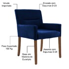 Kit 02 Poltronas Decorativa Fixa Base De Madeira Angel D02 Ve