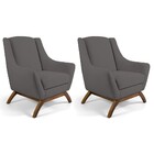 Kit 02 Poltronas Decorativa Fixa Base De Madeira Juliet D02 L