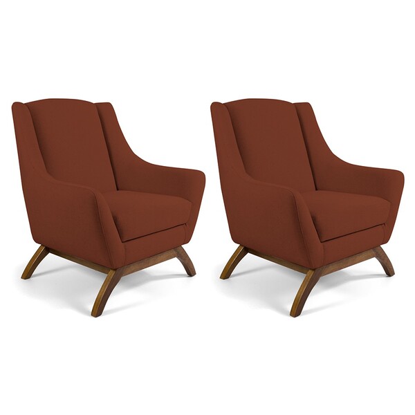 Kit 02 Poltronas Decorativa Fixa Base De Madeira Juliet D02 L