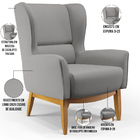 Kit 02 Poltronas Decorativa Fixa Base De Madeira Milena D02 L