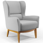 Kit 02 Poltronas Decorativa Fixa Base De Madeira Milena D02 L