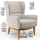 Kit 02 Poltronas Decorativa Fixa Base De Madeira Milena D02 L