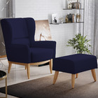 Kit 02 Poltronas Decorativa Fixa Base De Madeira Milena D02 V