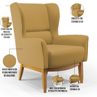 Kit 02 Poltronas Decorativa Fixa Base De Madeira Milena D02 V