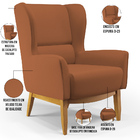 Kit 02 Poltronas Decorativa Fixa Base De Madeira Milena D02 V