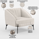 Kit 02 Poltronas Decorativa Fixa Pés De Aço Preto Coral D02 L