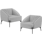 Kit 02 Poltronas Decorativa Fixa Pés De Aço Preto Coral D02 L