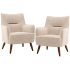 Kit 02 Poltronas Decorativa Fixa Pés De Madeira Isabella D02