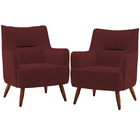 Kit 02 Poltronas Decorativa Fixa Pés De Madeira Isabella D02