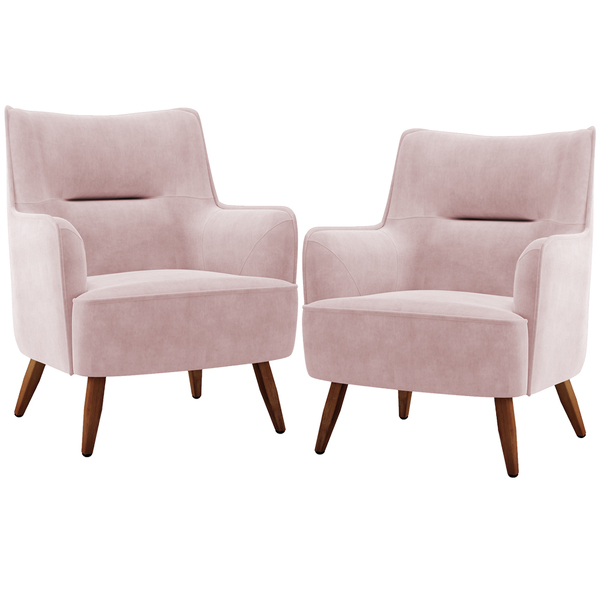 Kit 02 Poltronas Decorativa Fixa Pés De Madeira Isabella D02